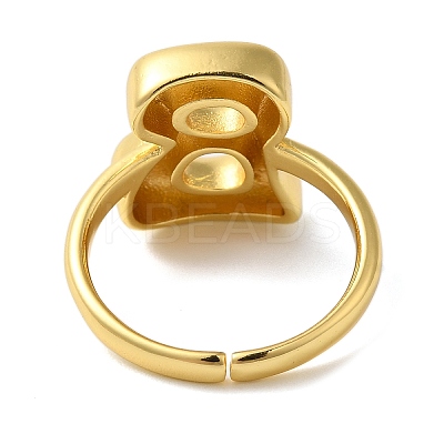 Initials Brass Open Cuff Ring for Women RJEW-N046-02B-G-1