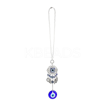 Evil Eye Alloy Lampwork Pendant Decorations HJEW-M005-02C-AS-1