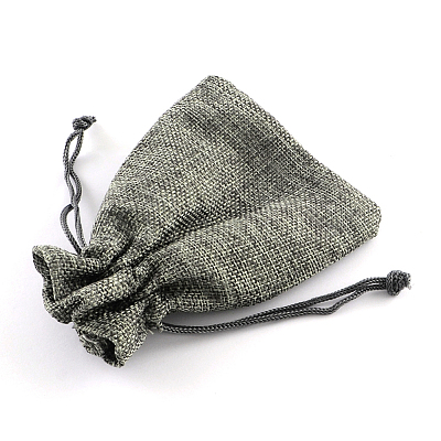 Polyester Imitation Burlap Packing Pouches Drawstring Bags X-ABAG-R005-9x7-04-1