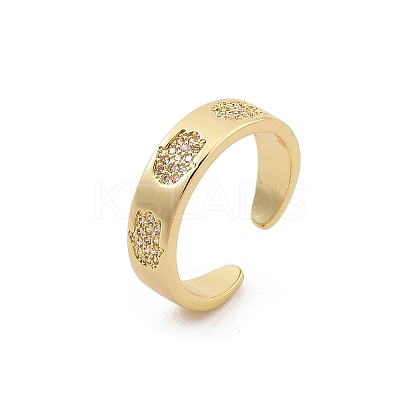 Rack Plating Brass Micro Pave Clear Cubic Zirconia Cuff Rings for Women RJEW-M028-116G-1