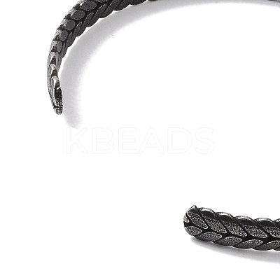316 Surgical Stainless Steel Leaf Open Cuff Bangles for Women BJEW-P319-03B-AS-1