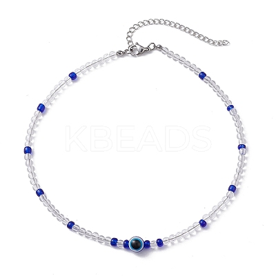 Resin Evil Eye & Acrylic Beaded Necklace for Women NJEW-JN04638-1