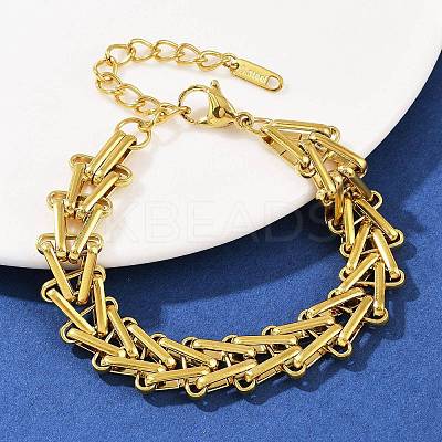 304 Stainless Steel Link Chain Bracelets for Women BJEW-C113-01G-1