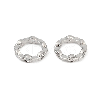 Brass Clear Cubic Zirconia Bead Frame KK-D375-33P-1
