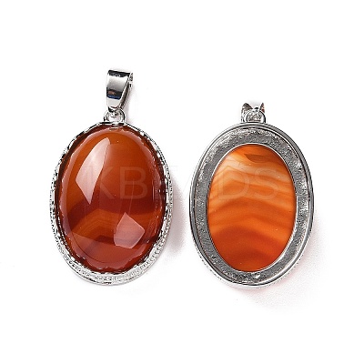Natural Red Striped Agate/Banded Agate Pendants G-D851-38-1