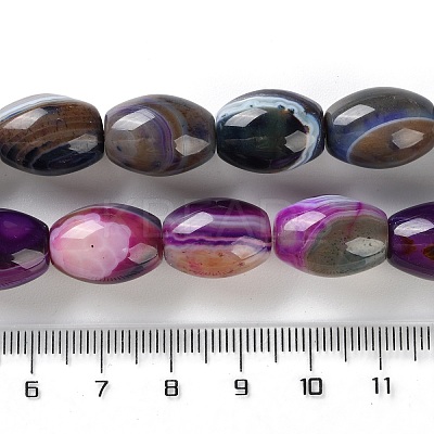 Natural Banded Agate (Dyed & Heated) Beads Strands G-M446-D01-01F-1