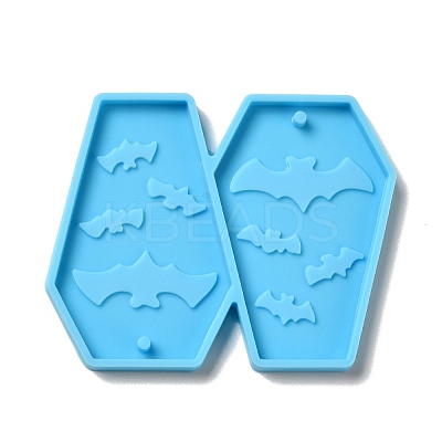 DIY Coffin with Bat Pendant Silhouette Silicone Molds DIY-I099-16-1