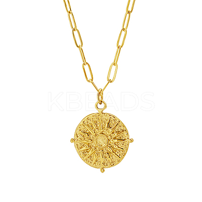 304 Stainless Steel Sun Pendant Necklaces LS-YN2147-1-1