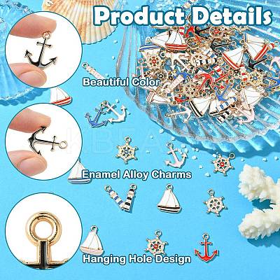 85Pcs 17 Styles Nautical Theme Alloy Enamel Pendants FIND-CJ0003-43-1