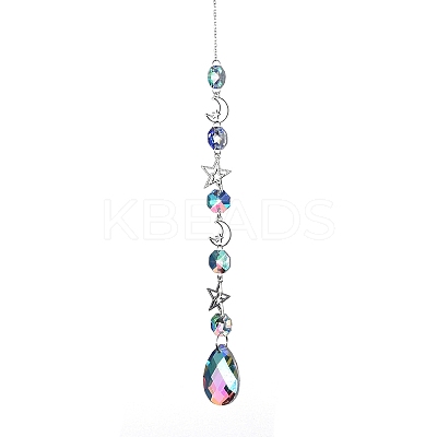 AB Color Plated Crystal Teardrop Big Pendant Decorations LS-HJEW-G019-03B-1