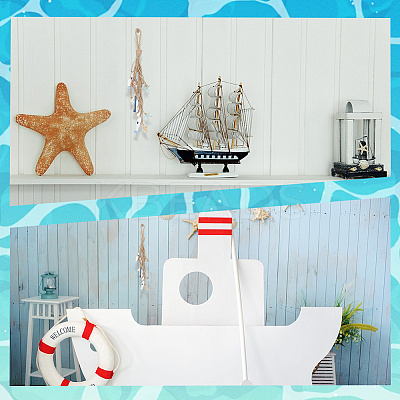Fish & Starfish & Shell Shape MDF Pendant Decorations HJEW-WH20003-28-1