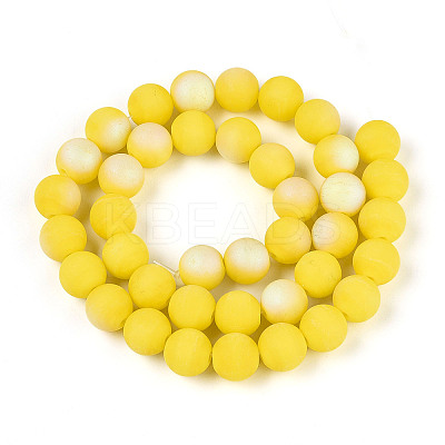 Frosted Opaque Glass Beads Strands GLAA-T032-P10mm-MBB16-1