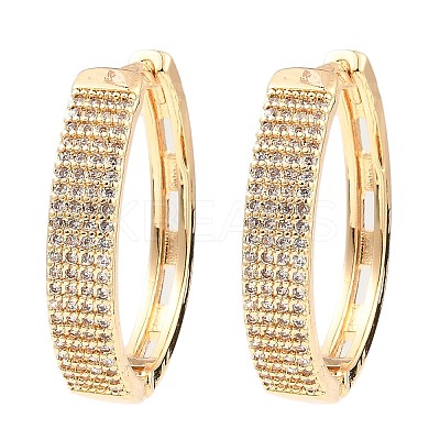 Brass Cubic Zirconia Hoop Earrings EJEW-D078-21KCG-1