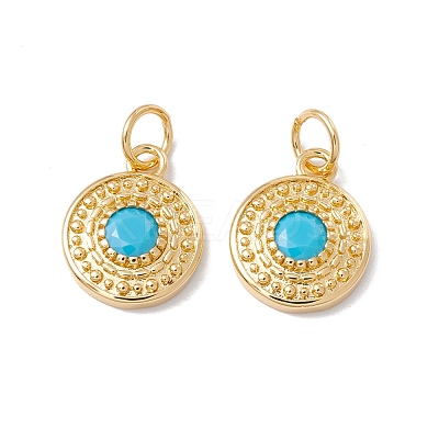 Rack Plating Brass Micro Pave Deep Sky Blue Cubic Zirconia Pendants ZIRC-C040-28G-1