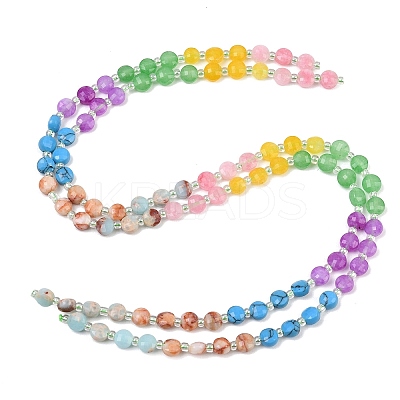 Dyed Natural White Jade & Synthetic Turquoise & Shoushan Stone & Red Netstone Beads Strands G-Z135-B07-1