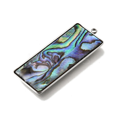 304 Stainless Steel Pave Natural Paua Shell Pendants STAS-Z125-01A-P-1