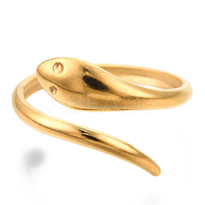 Ion Plating(IP) 304 Stainless Steel Snake Cuff Ring RJEW-N038-113LG-1