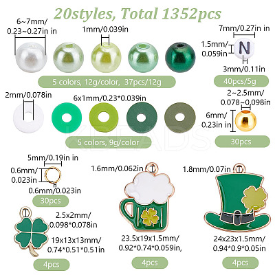 Saint Patrick's Day Polymer Clay & Glass Pearl Beads & Alloy Enamel Pendant Jewerly Making Finding Kits DIY-HY0002-21-1