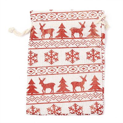Christmas Theme Cotton Fabric Cloth Bag ABAG-H104-B12-1