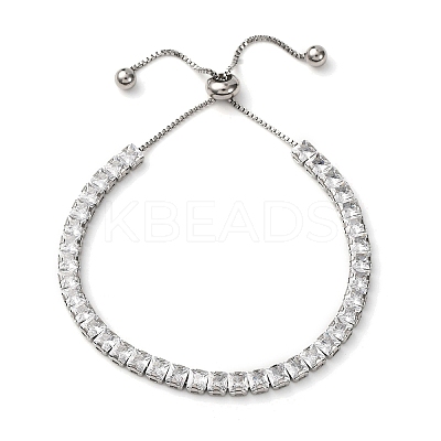 304 Stainless Steel with Clear Cubic Zirconia Link Chain Bracelets BJEW-G754-03P-02-1