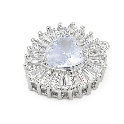 Brass Micro Pave Cubic Zirconia with Glass Pendants KK-Q026-20P-1