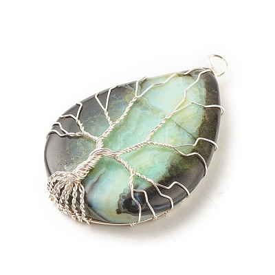 Natural Crackle Agate Pendants PALLOY-JF01526-03-1