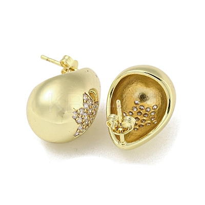 Brass with Cubic Zirconia Stud Earrings LS-EJEW-Q799-02C-G-1