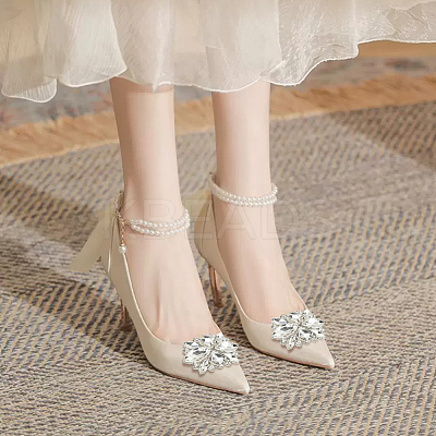 1 Pair Flower Alloy Glass Rhinestone Shoe Decorations FIND-FG0003-37-1