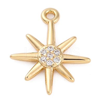 Brass Micro Pave Clear Cubic Zirconia Pendants KK-Z084-01G-1