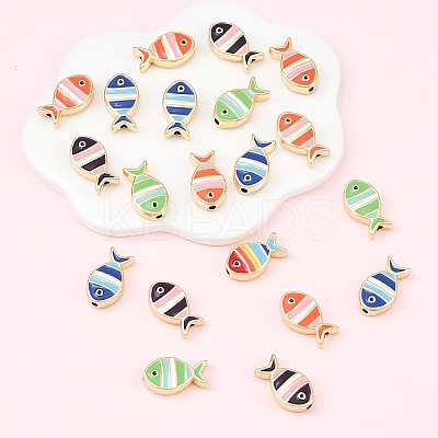 20Pcs Light Gold Tone Alloy Enamel Beads FIND-YW0010-21-1