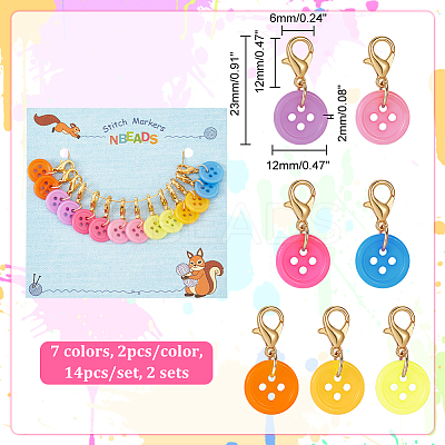 Flat Round Button Stitch Markers HJEW-AB00270-1