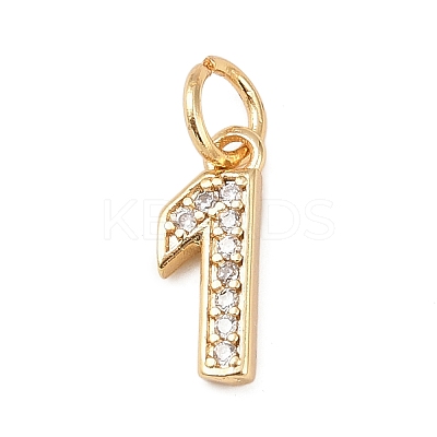 Brass Micro Pave Clear Cubic Zirconia Charms KK-G544-04G-1