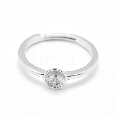 Anti-Tarnish Rhodium Plated 925 Sterling Silver Finger Design Ring Mounts Fittings with Pearl Seat STER-E060-15P-1