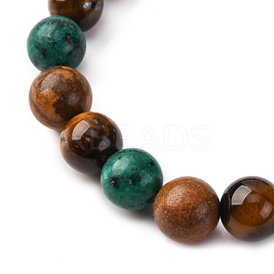 12 Constellations Natural Tiger Eye & Picture Jasper & Agate & Black Onyx Round Beaded Stretch Bracelets for Men Women WGB9E7C-11-1