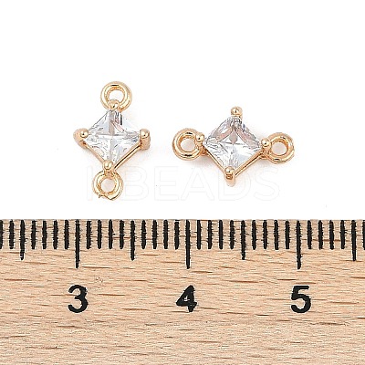 Brass Pave Glass Rhombus Links Connector Charms GLAA-Q088-001E-1