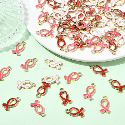 DIY Awareness Ribbon Alloy Enamel Pendant & Waxed Polyester Cord Making Kits DIY-YW0011-74-1