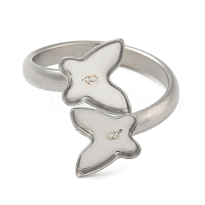 304 Stainless Steel Cuff Rings Components STAS-K279-02C-P-1