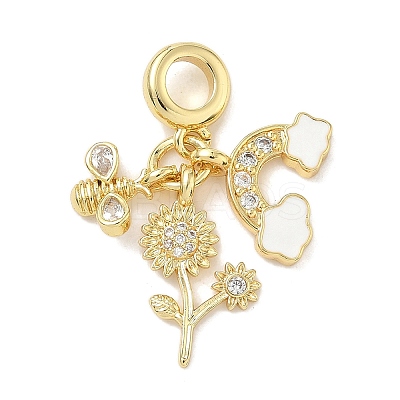 Brass Micro Pave Clear Cubic Zirconia European Dangle Charms LS-KK-K368-36G-1