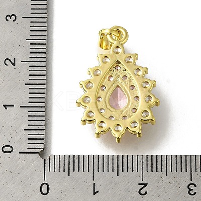 Rack Plating Brass Micro Pave Cubic Zirconia Pendant KK-H485-39G-03-1