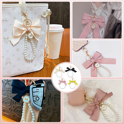 26Pcs Acrylic & Polyester Bowknot & Alloy Enamel Pendant Decoration HJEW-PH01949-1