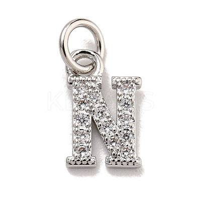 Initial Letter Brass with Cubic Zirconia Charms KK-Q814-26N-P-1