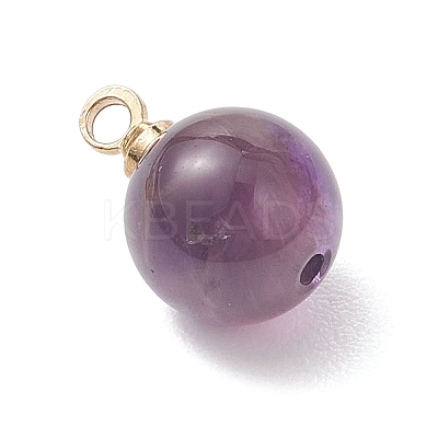 Natural Amethyst & Rose Quartz & Quartz Crystal & Apatite & Green Aventurine Round Charms PALLOY-JF04778-1