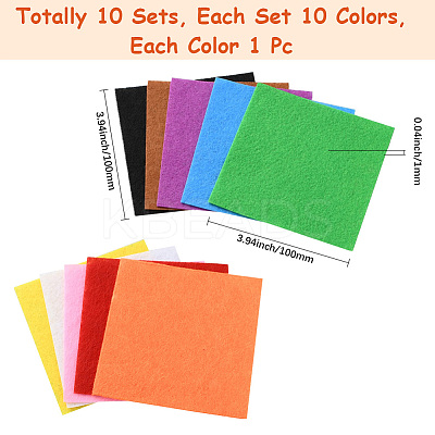 10Pcs 10 Colors Bon-woven Felt Fabric DIY-WH20048-053-1