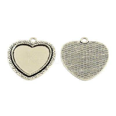 Tibetan Style Alloy Heart Tray Cabochon Settings TIBE-5487-AS-LF-1