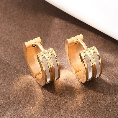Stripe 304 Stainless Steel Shell Hoop Earrings for Women EJEW-L307-11G-1