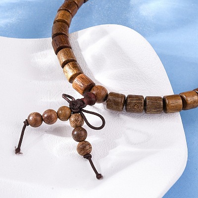 Wood Round Beads Wrap Bracelets LS-BJEW-U041-02B-1