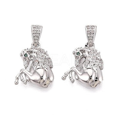 Brass Micro Pave Clear Cubic Zirconia Pendants KK-T075-85P-1