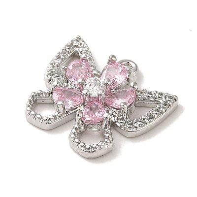 Brass Micro Pave Clear Cubic Zirconia Charms LS-KK-G499-08P-1