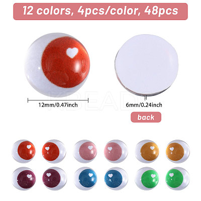 48Pcs 12 Colors Glass Craft Eyes Cabochons DIY-CA0007-13-1