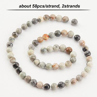 2 Strands Round Natural Polychrome Jasper/Picasso Stone/Picasso Jasper Beads Strands G-OC0002-72-1
